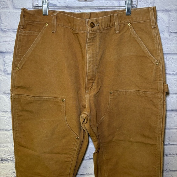 VTG Carhartt Pant Men 38x30 Brown Double Knee Carpenter B01 BRN Work Made in USA - Picture 2 of 14